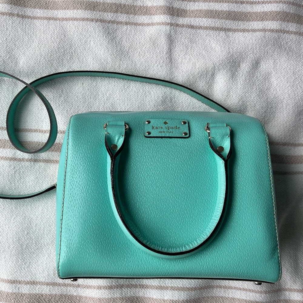 Kate Spade Alessa Wellesley Leather Satchel - Color: Robin's Egg Blue / Teal
